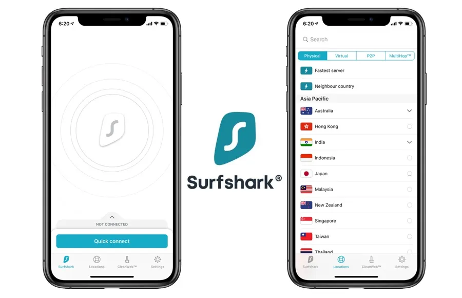 Surfshark VPN Review: Surfshark iOS interface